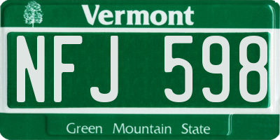 VT license plate NFJ598
