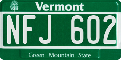 VT license plate NFJ602