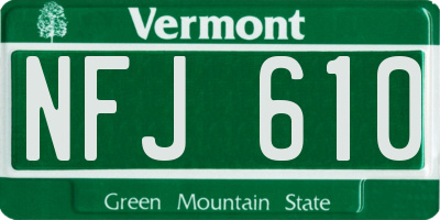 VT license plate NFJ610