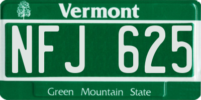 VT license plate NFJ625