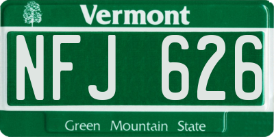 VT license plate NFJ626