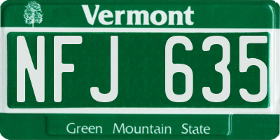 VT license plate NFJ635