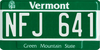 VT license plate NFJ641