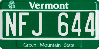 VT license plate NFJ644