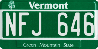 VT license plate NFJ646