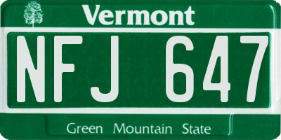 VT license plate NFJ647