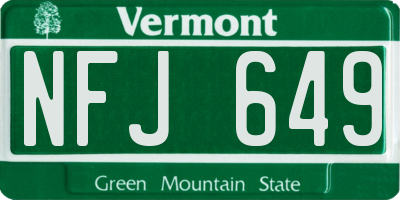 VT license plate NFJ649