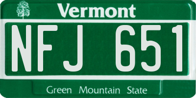 VT license plate NFJ651