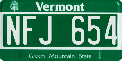 VT license plate NFJ654