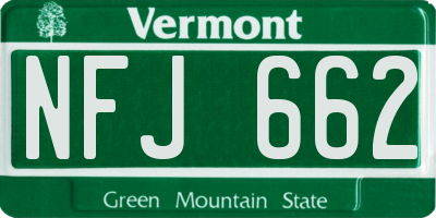 VT license plate NFJ662