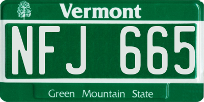 VT license plate NFJ665