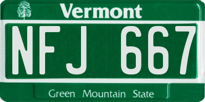 VT license plate NFJ667