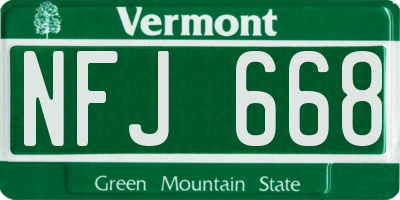 VT license plate NFJ668