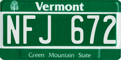 VT license plate NFJ672