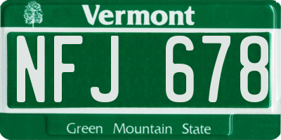 VT license plate NFJ678