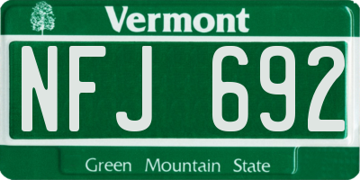 VT license plate NFJ692