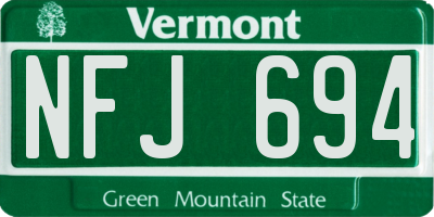 VT license plate NFJ694