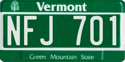 VT license plate NFJ701