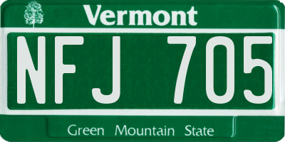 VT license plate NFJ705