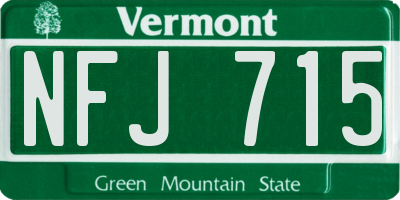 VT license plate NFJ715