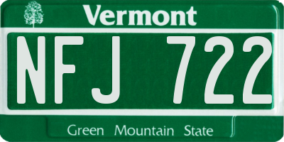 VT license plate NFJ722