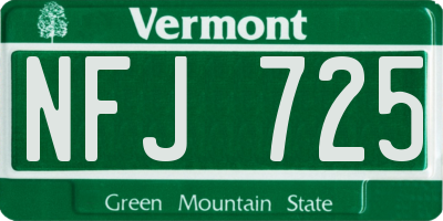 VT license plate NFJ725