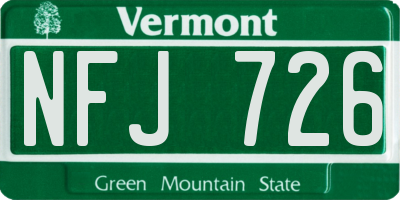 VT license plate NFJ726