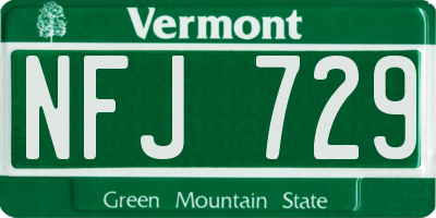 VT license plate NFJ729