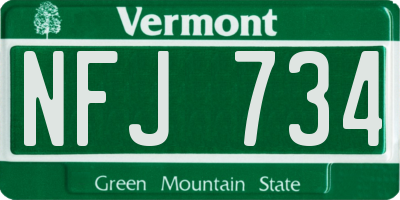 VT license plate NFJ734