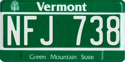 VT license plate NFJ738