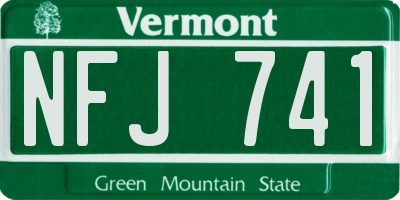 VT license plate NFJ741