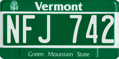 VT license plate NFJ742