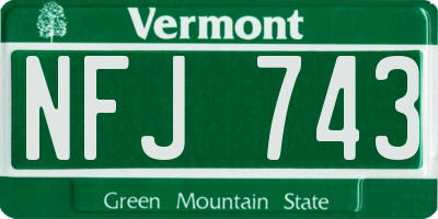 VT license plate NFJ743