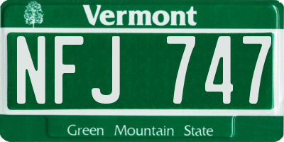 VT license plate NFJ747