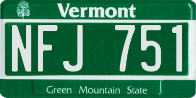 VT license plate NFJ751