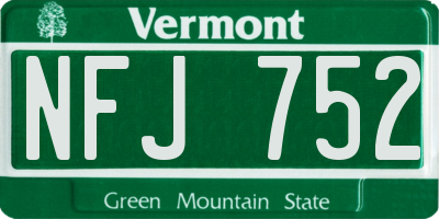 VT license plate NFJ752