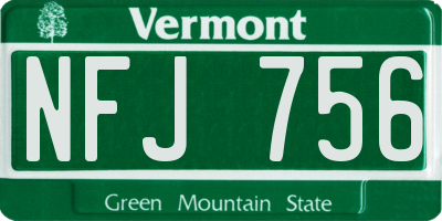 VT license plate NFJ756