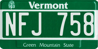 VT license plate NFJ758