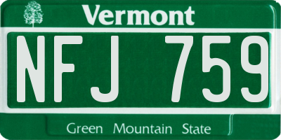 VT license plate NFJ759