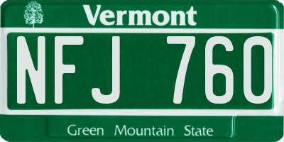 VT license plate NFJ760