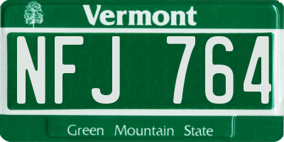 VT license plate NFJ764