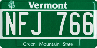VT license plate NFJ766