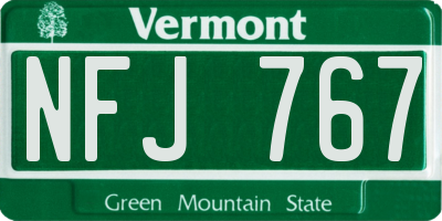 VT license plate NFJ767