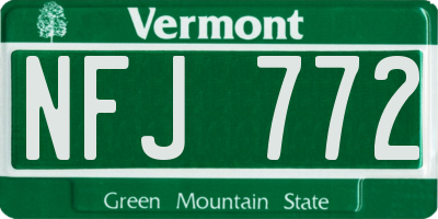VT license plate NFJ772