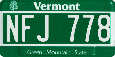VT license plate NFJ778