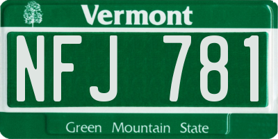 VT license plate NFJ781