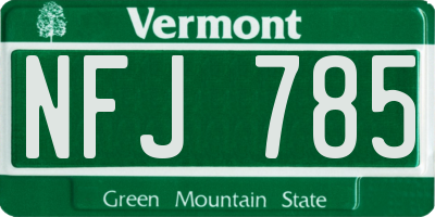 VT license plate NFJ785