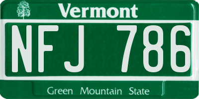 VT license plate NFJ786