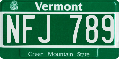 VT license plate NFJ789