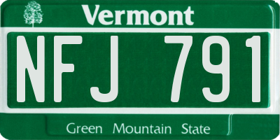 VT license plate NFJ791